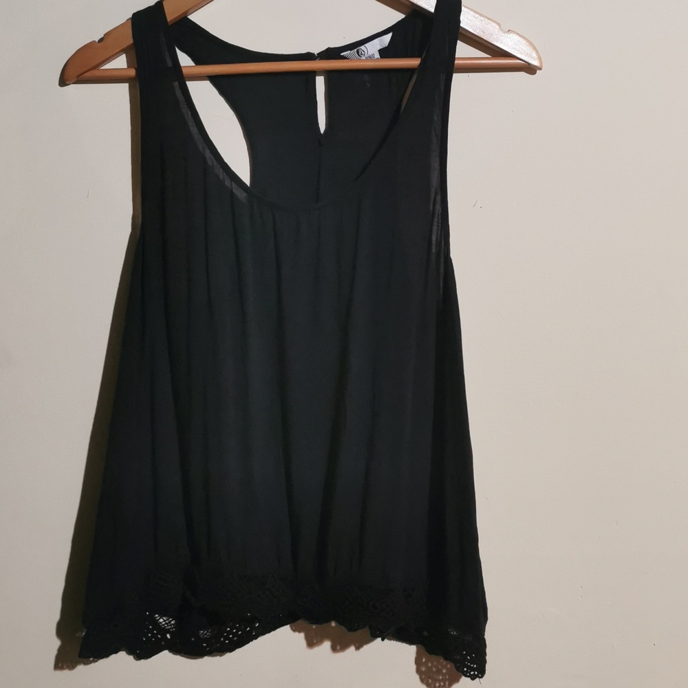 Volcom racer back tank with lace detail